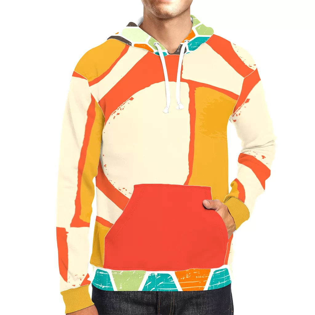 Abstract Orange Unisex Pullover Hoody