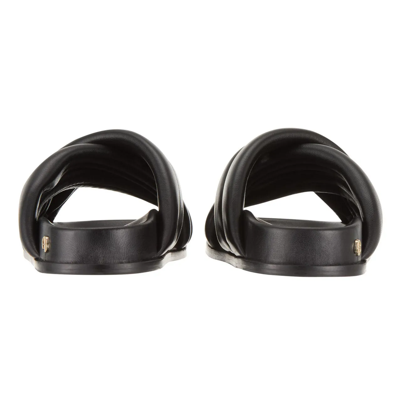 ANINE BING Lizzie Leather Cross-Strap Slides - Black