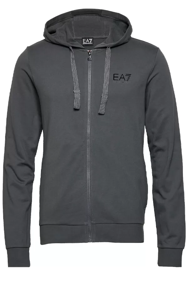 Armani EA7 ID Logo Zip Hoodie Grey