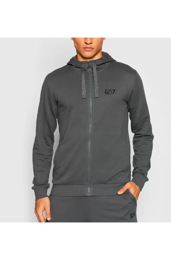 Armani EA7 ID Logo Zip Hoodie Grey