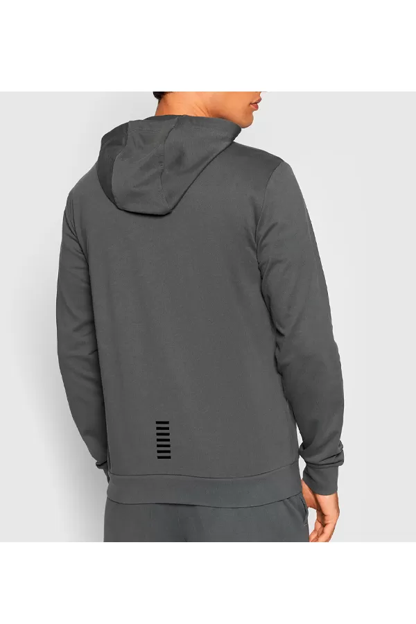 Armani EA7 ID Logo Zip Hoodie Grey