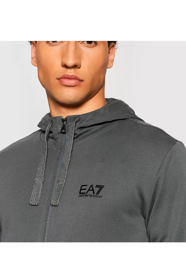 Armani EA7 ID Logo Zip Hoodie Grey