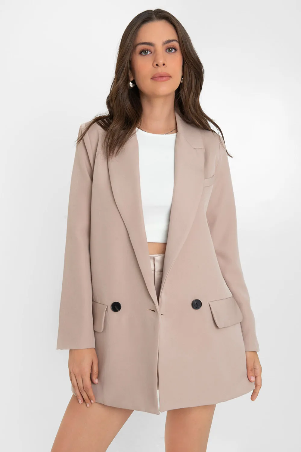 Blazer oversized solapa botones contraste