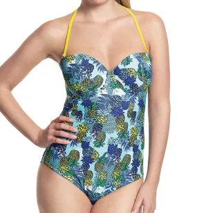 Cleo by Panache Carmen Padded Bandeau Strapless Swimsuit (CW0110) - Tropical Print