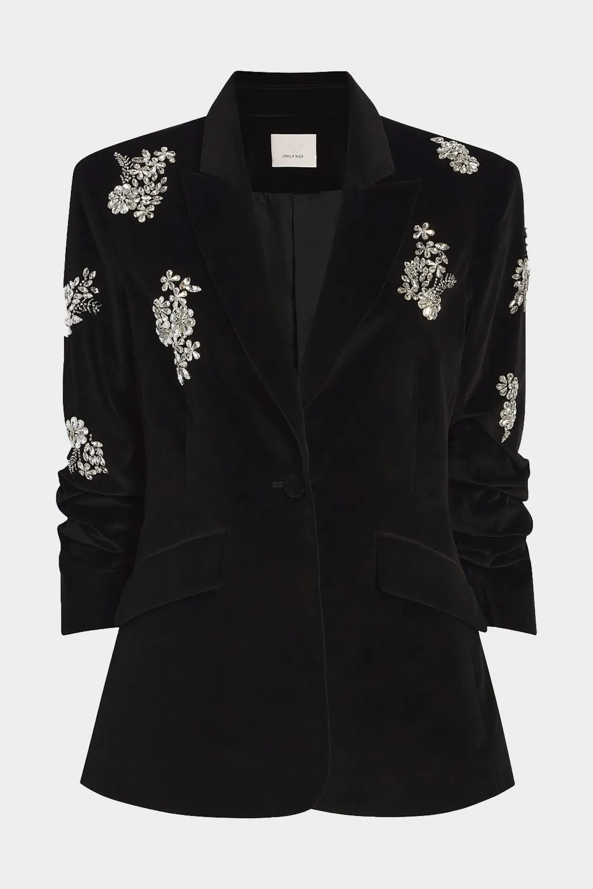 Crystal Ivy Chenille Scrunched Cheyenne Blazer in Black