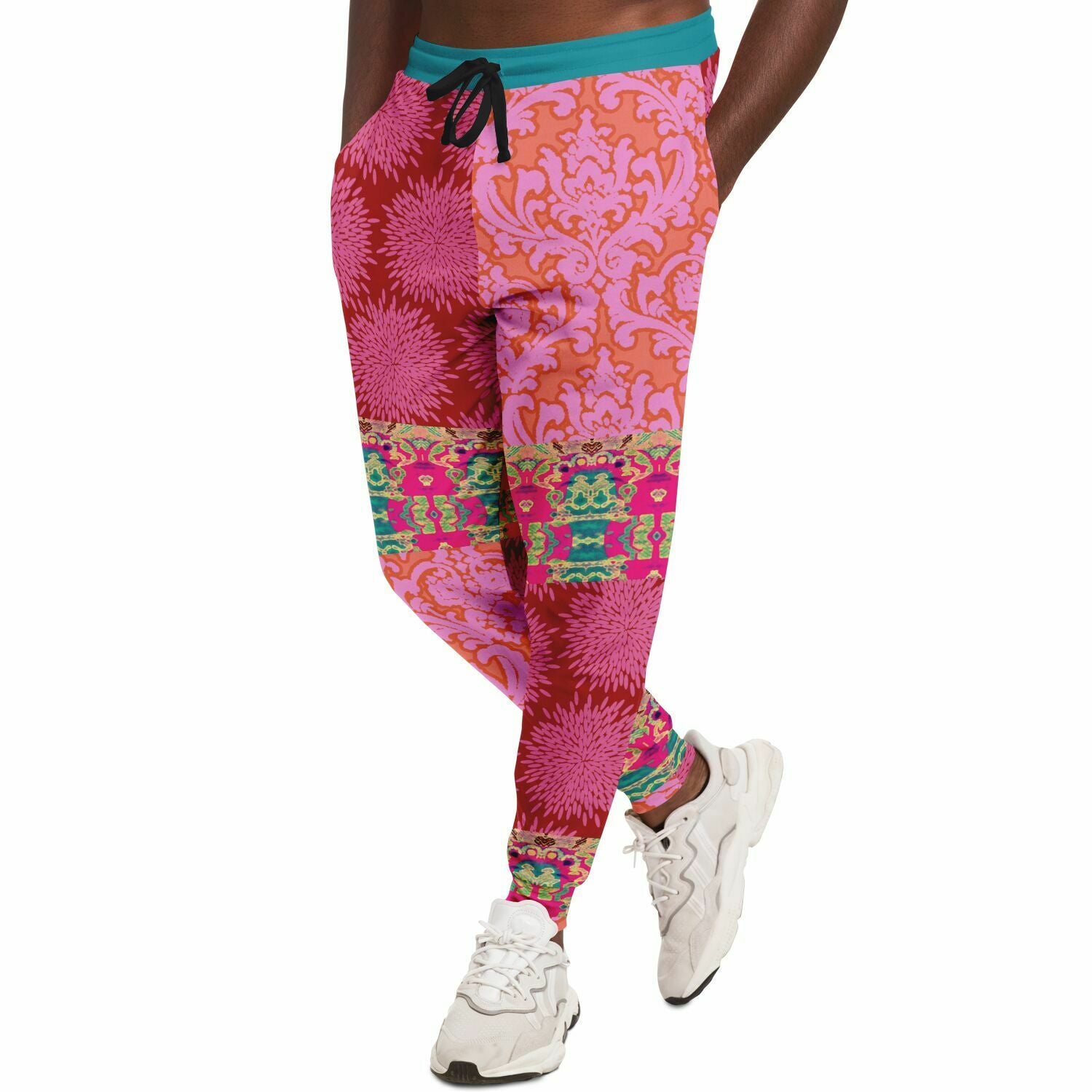 Gypsy Beat Pink Patchwork Unisex Fleece Joggers