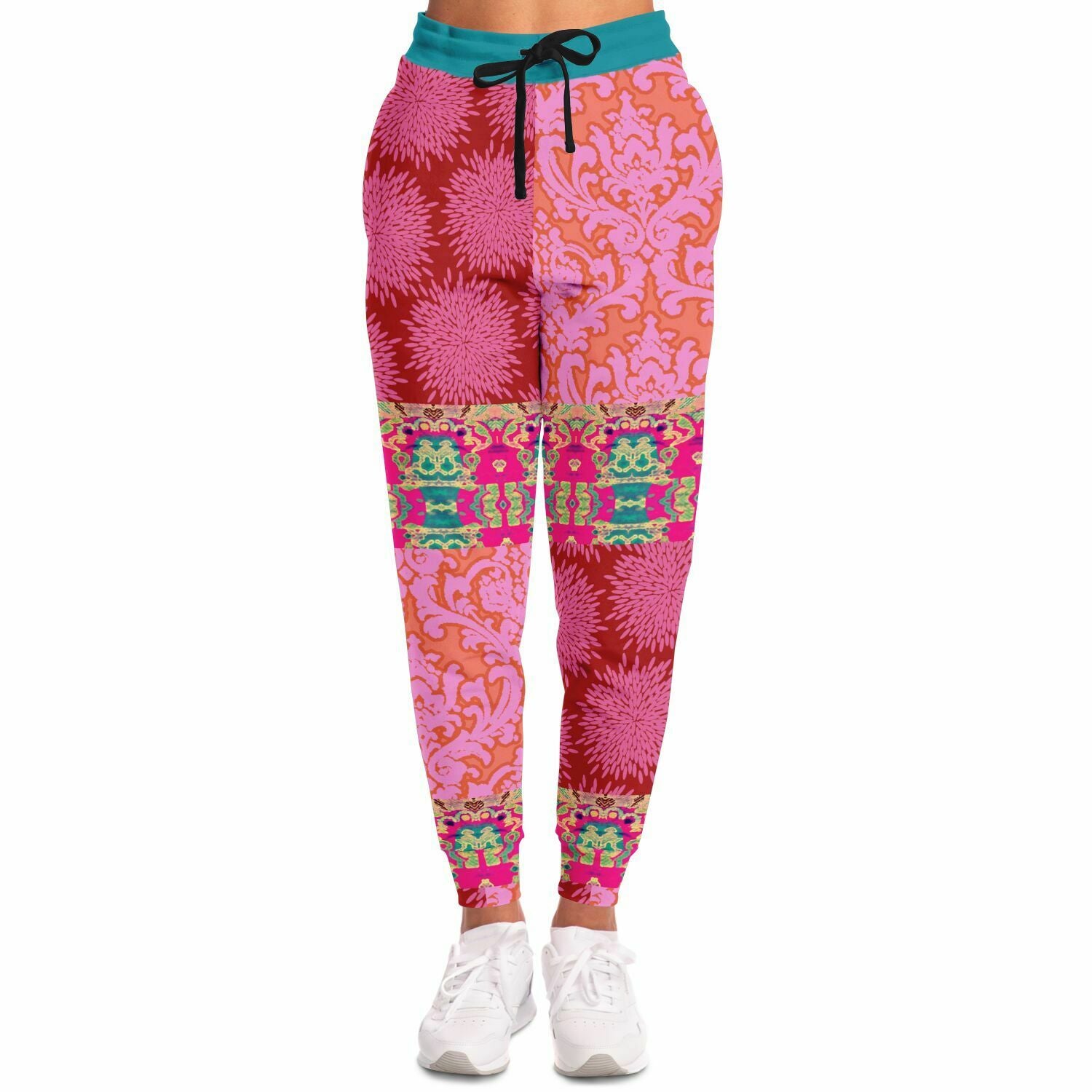 Gypsy Beat Pink Patchwork Unisex Fleece Joggers