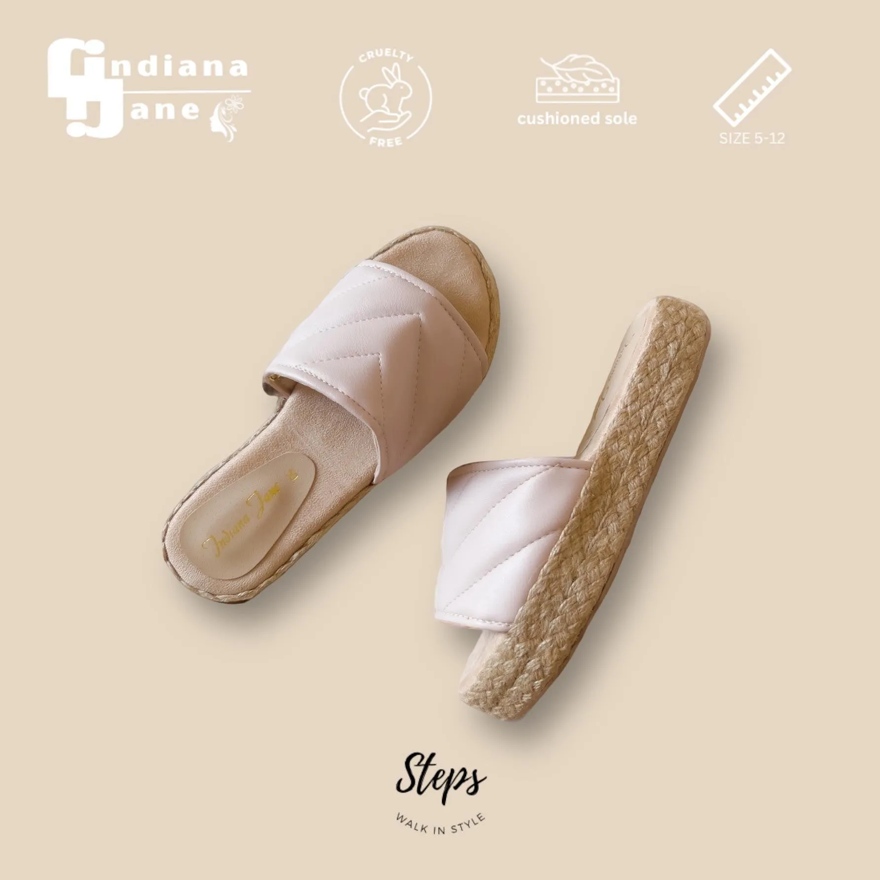 HARMONY Quilt Strap Low-Platform Abaca Slides