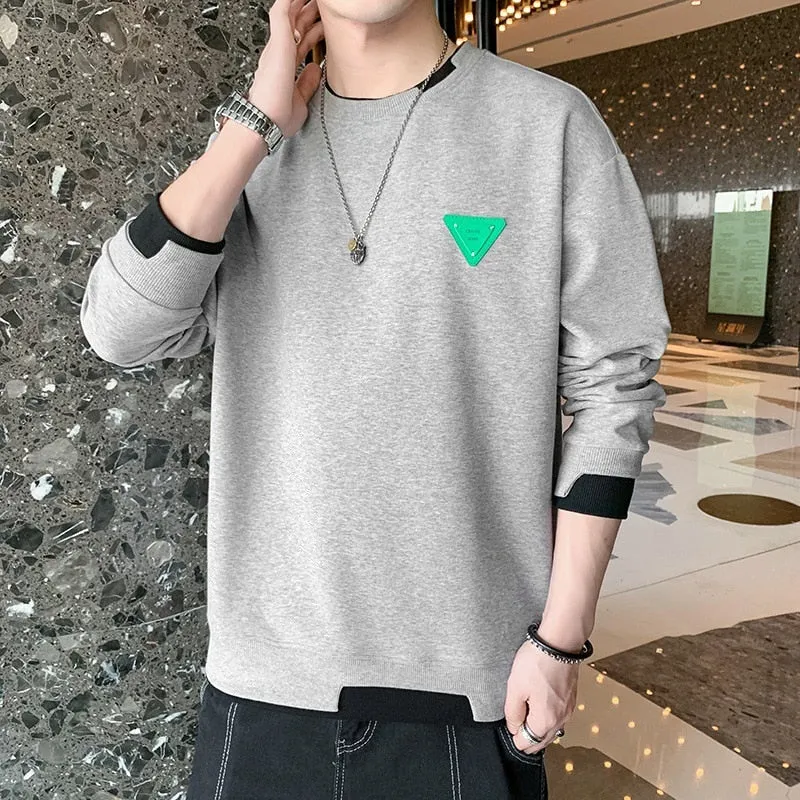 Luxury Casual Gray Color Winter Warm Knitted Pullover Sweater for Men