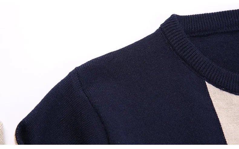 Luxury Casual Gray Color Winter Warm Knitted Pullover Sweater for Men