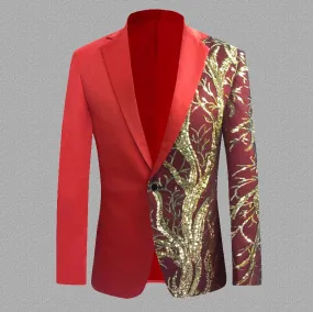 Men's Casual Shiny Glitter Sequin Single Button Slim Fit Party Blazer