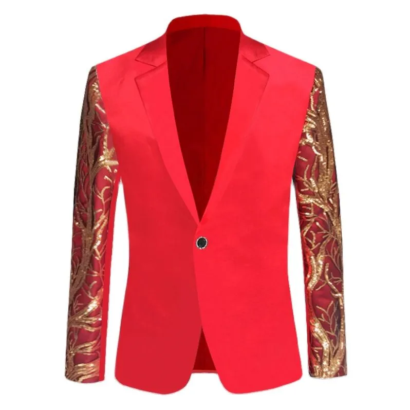 Men's Casual Shiny Glitter Sequin Single Button Slim Fit Party Blazer