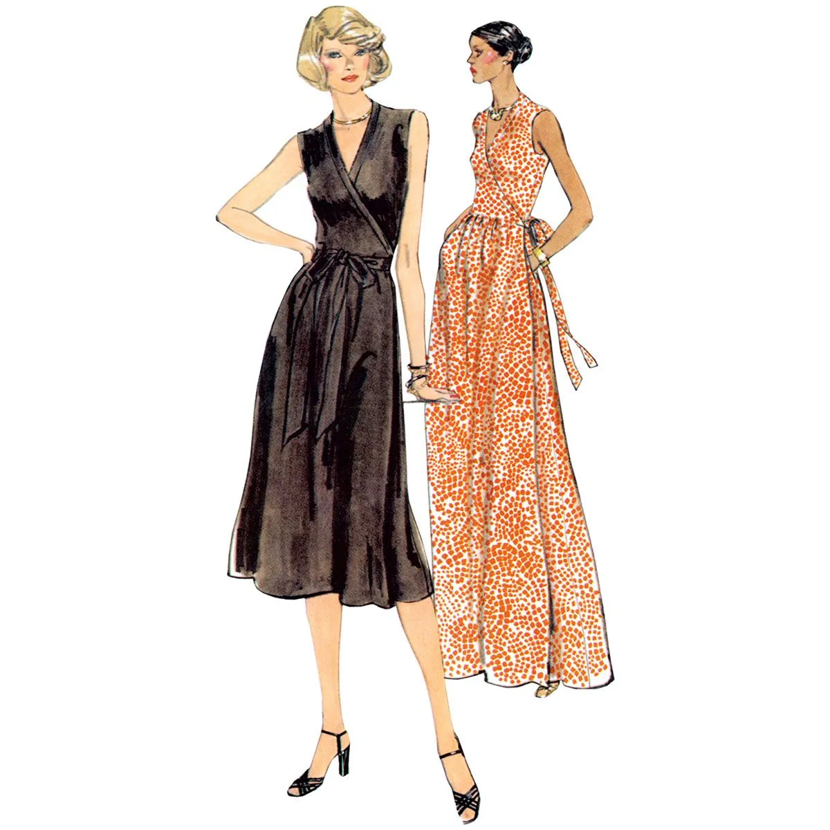 Misses Front Wrap Dresses Vogue Sewing Pattern 2040