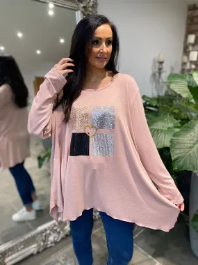 Pink Sequin Square Knit Faye