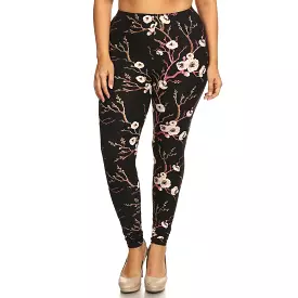 Plus size floral print full length leggings