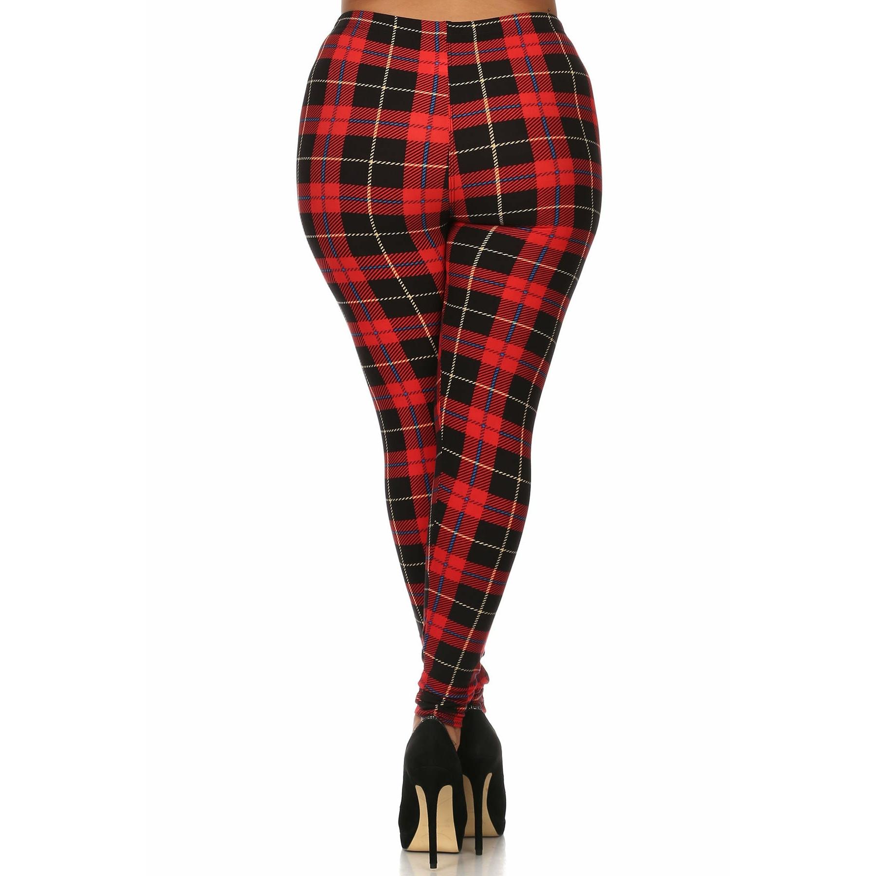 Plus Size Plaid Checkered Print Full Length Leggings