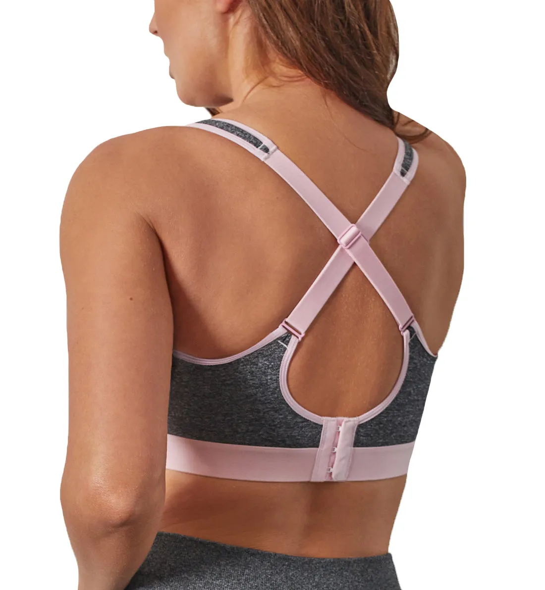 Pour Moi Energy Spirit Underwire Light Padded Cross Back Sports Bra (97005) - Grey/Pink