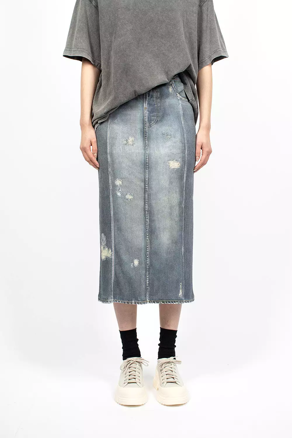 Print Skirt Denim Blue