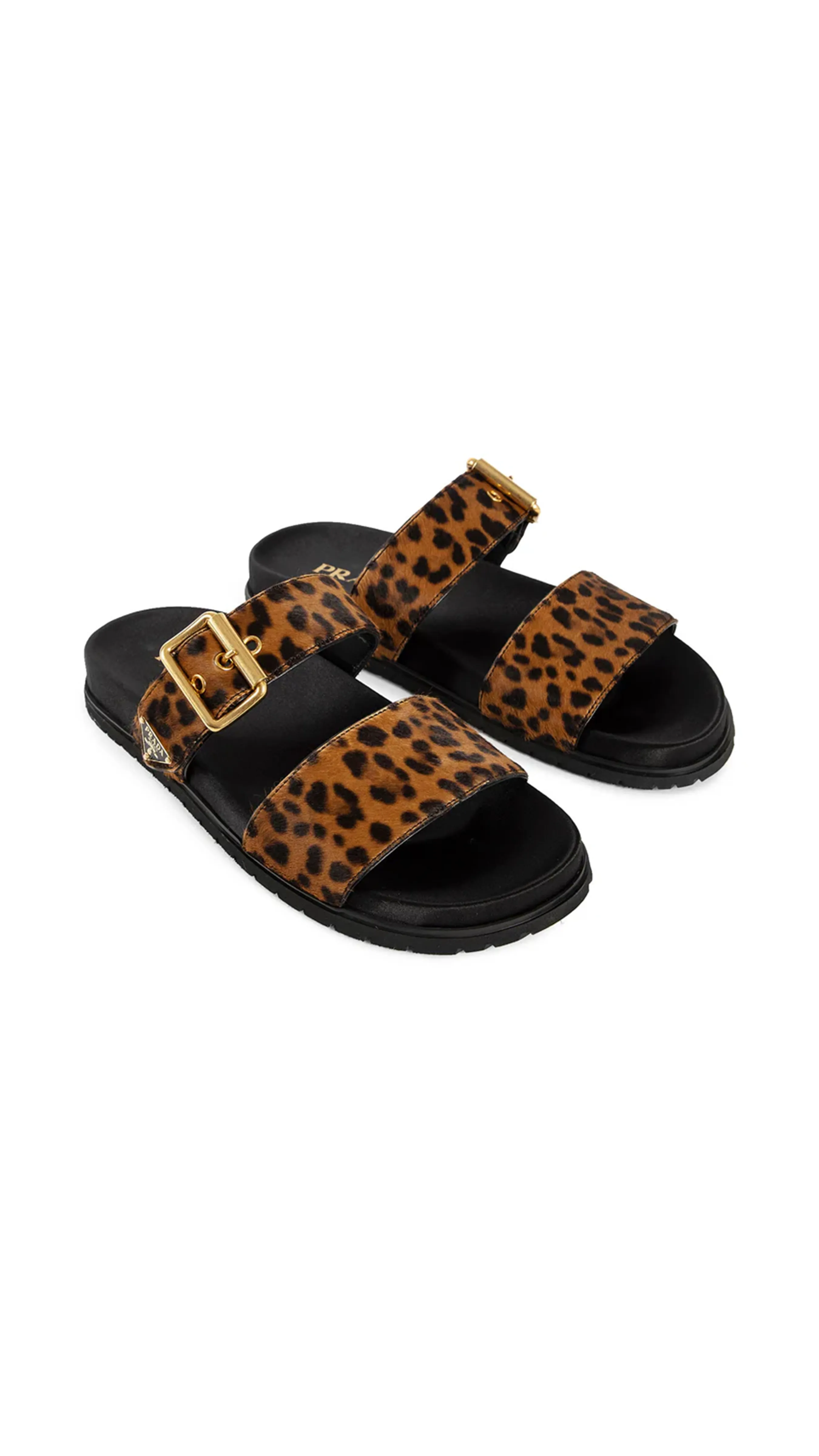 Printed Leather Slides - Leopard