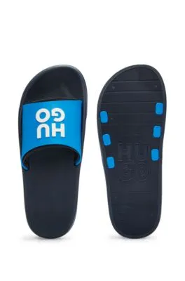 Slides with logo-branded straps